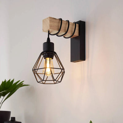 OCS - Industriële Wandlamp Zwart Hout