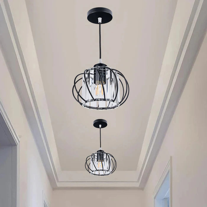 OCS - Nordic Hanglamp met Bolvormig Glas – Zwart Design