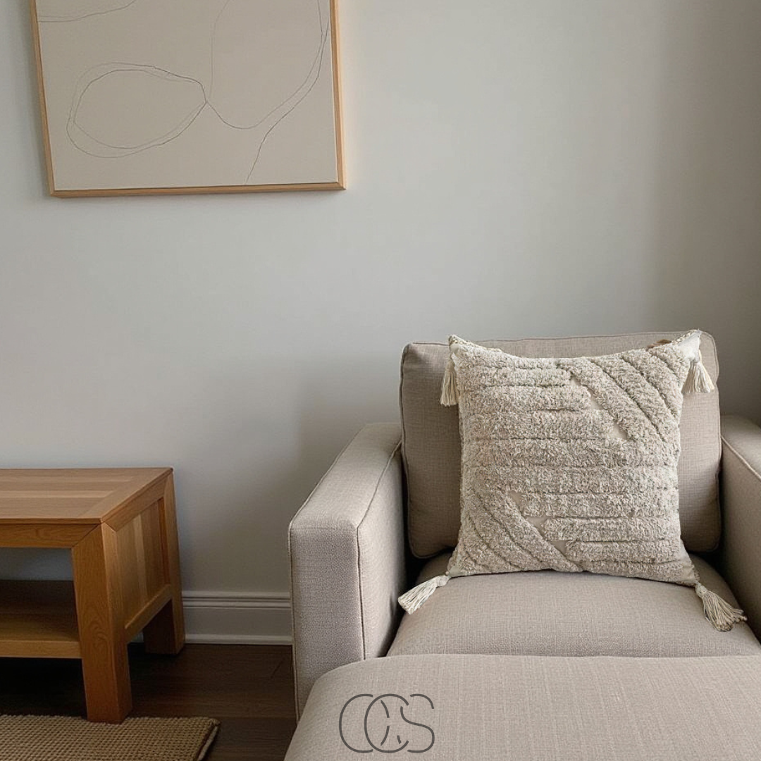 OCS - Beige Sierkussen met Textuur en Kwastjes