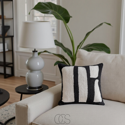 OCS - Kussen met Zebraprint – luxe fluweel met franjes, inclusief vulling