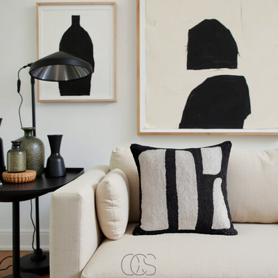 OCS - Kussen met Zebraprint – luxe fluweel met franjes, inclusief vulling