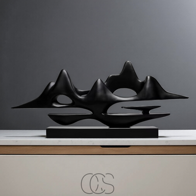 OCS - Minimalistisch Landschap Sculptuur – luxe berglandschap in goud & zwart