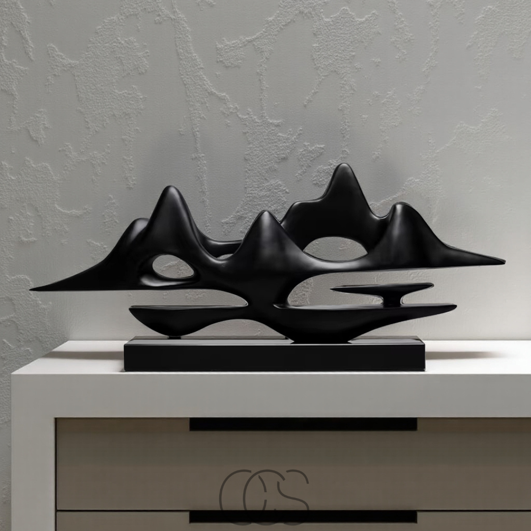 OCS - Minimalistisch Landschap Sculptuur – luxe berglandschap in goud & zwart