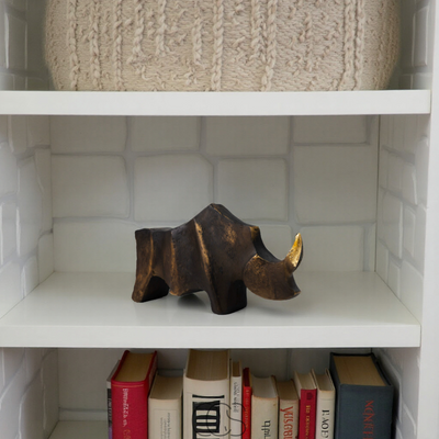 OCS - Neushoorn Beeld Mat Zwart - Decoratief Sculptuur