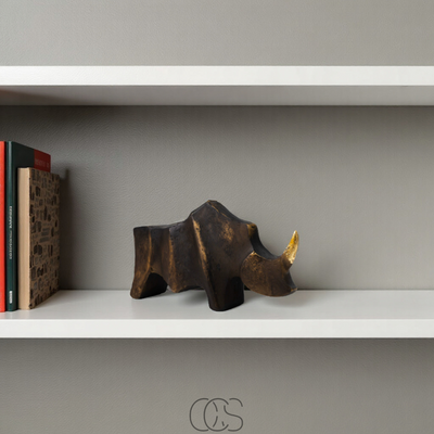 OCS - Neushoorn Beeld Mat Zwart - Decoratief Sculptuur