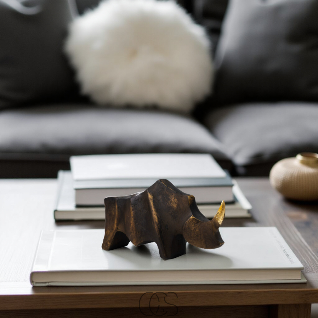 OCS - Neushoorn Beeld Mat Zwart - Decoratief Sculptuur