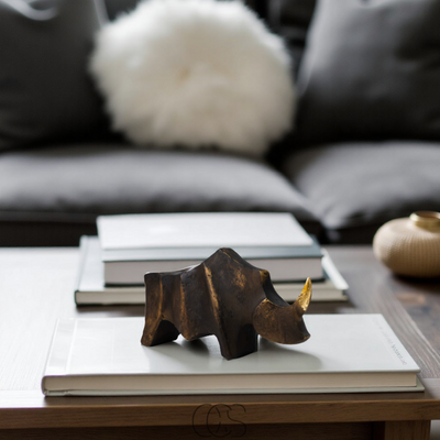 OCS - Neushoorn Beeld Mat Zwart - Decoratief Sculptuur