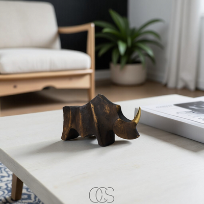 OCS - Neushoorn Beeld Mat Zwart - Decoratief Sculptuur