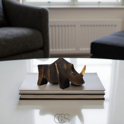 OCS - Neushoorn Beeld Mat Zwart - Decoratief Sculptuur