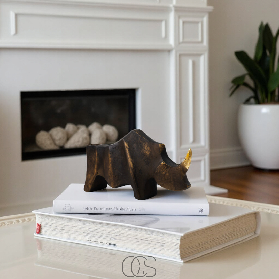 OCS - Neushoorn Beeld Mat Zwart - Decoratief Sculptuur