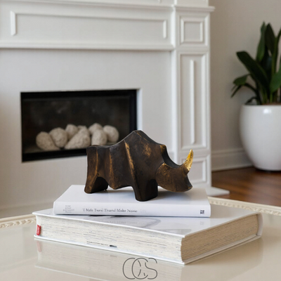 OCS - Neushoorn Beeld Mat Zwart - Decoratief Sculptuur