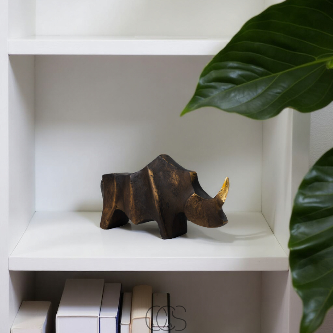 OCS - Neushoorn Beeld Mat Zwart - Decoratief Sculptuur