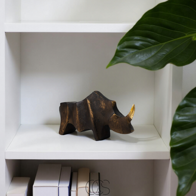 OCS - Neushoorn Beeld Mat Zwart - Decoratief Sculptuur