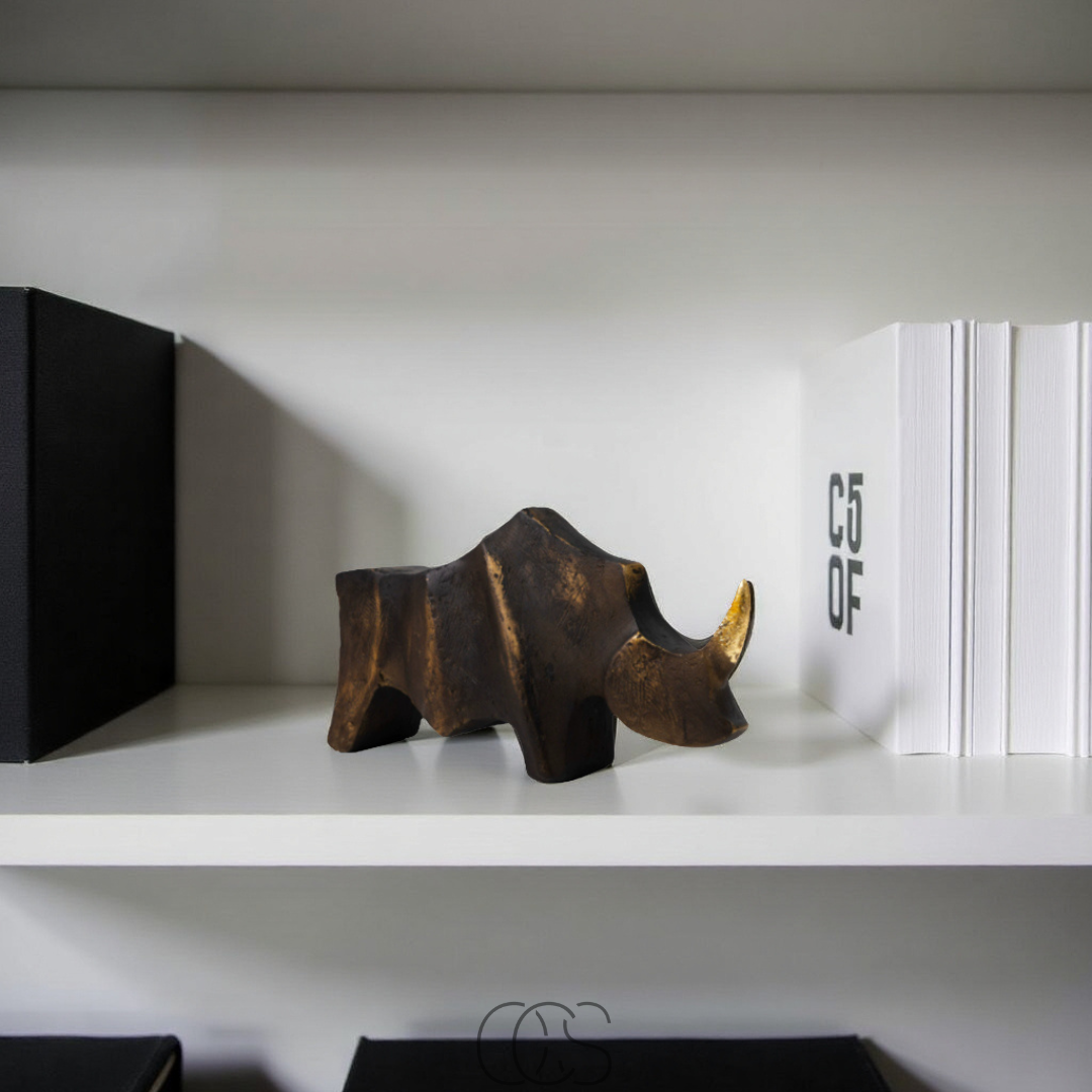 OCS - Neushoorn Beeld Mat Zwart - Decoratief Sculptuur