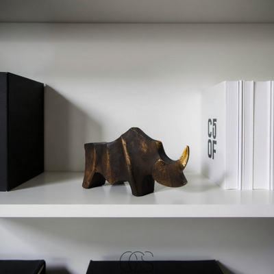 OCS - Neushoorn Beeld Mat Zwart - Decoratief Sculptuur