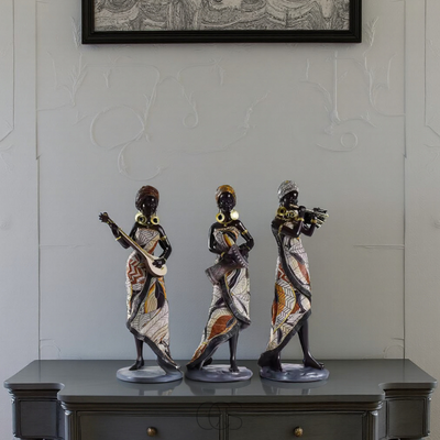 OCS - Afrikaanse Muzikanten Beeldenset - Decoratieve Sculpturen