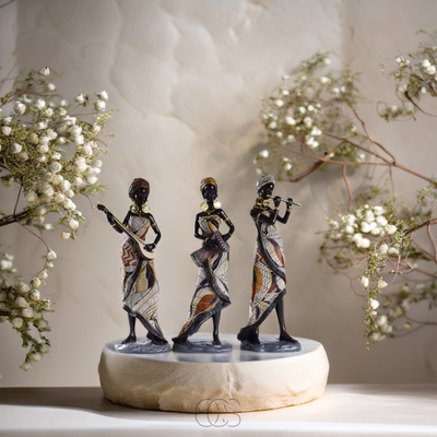 OCS - Afrikaanse Muzikanten Beeldenset - Decoratieve Sculpturen