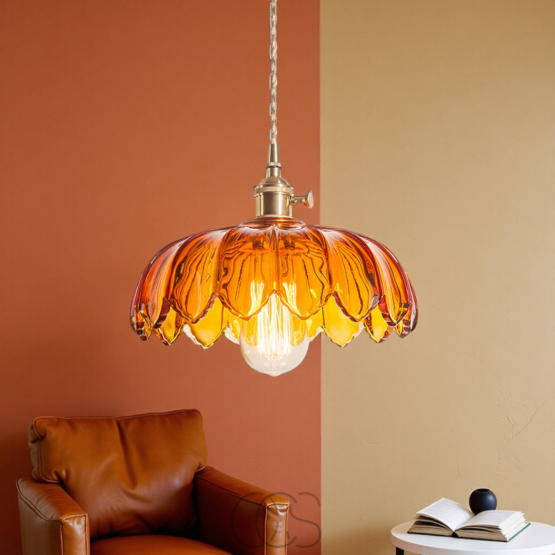 OCS - Glazen Bloem Hanglamp - Vintage Design