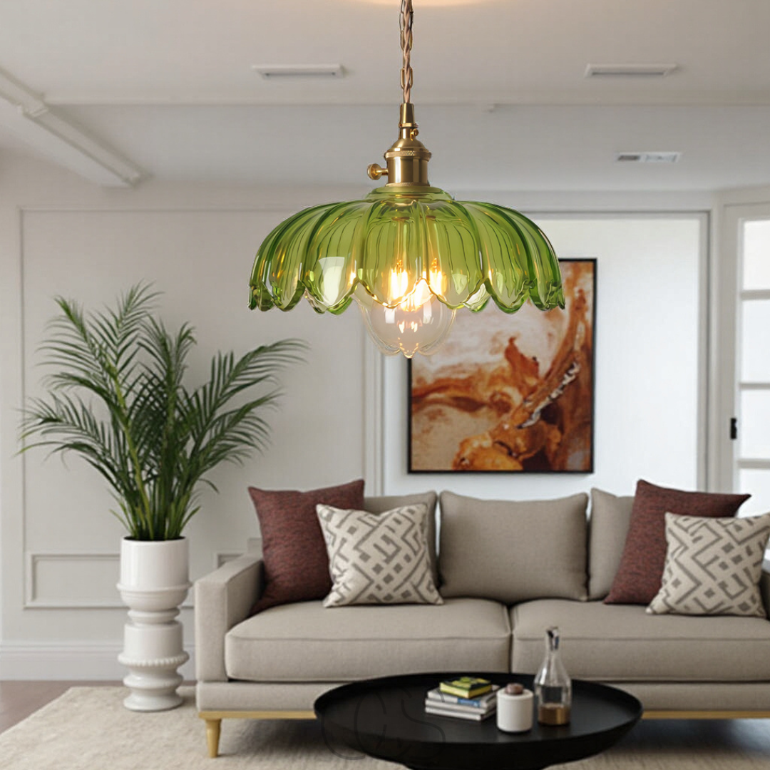 OCS - Glazen Bloem Hanglamp - Vintage Design