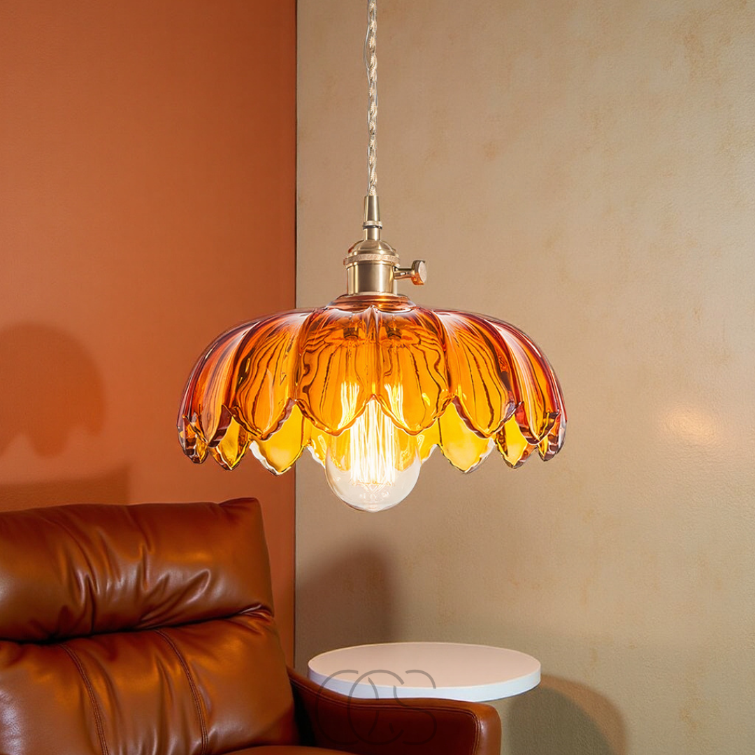 OCS - Glazen Bloem Hanglamp - Vintage Design