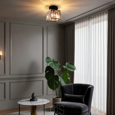 OCS - Kristal plafondlamp - Zwart Metaal & K9‑Kristal flushtar