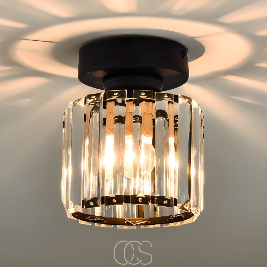 OCS - Kristal plafondlamp - Zwart Metaal & K9‑Kristal flushtar