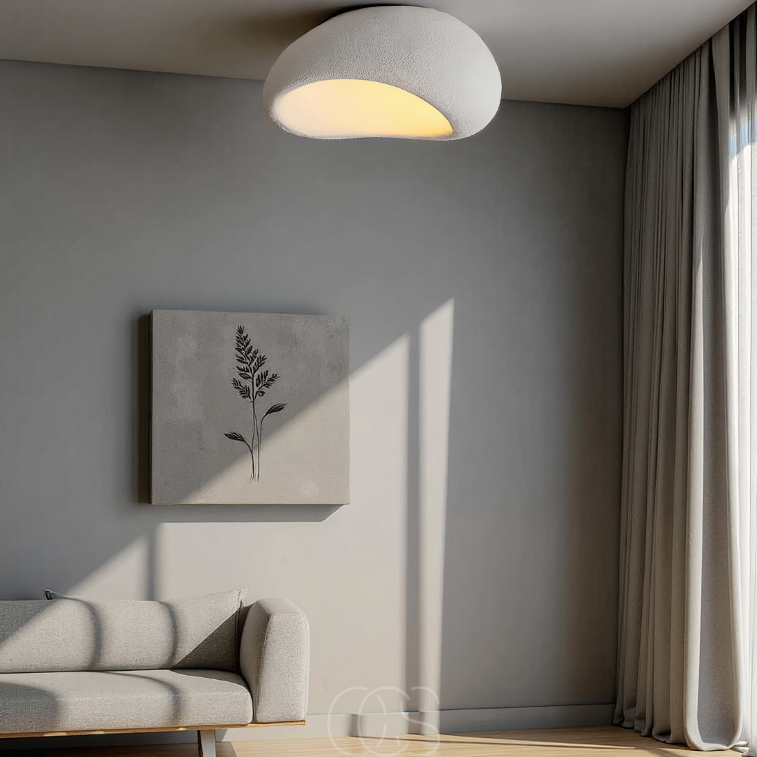 OCS - Wabi‑Sabi Stoffen Plafondlamp - Polyform & Hars