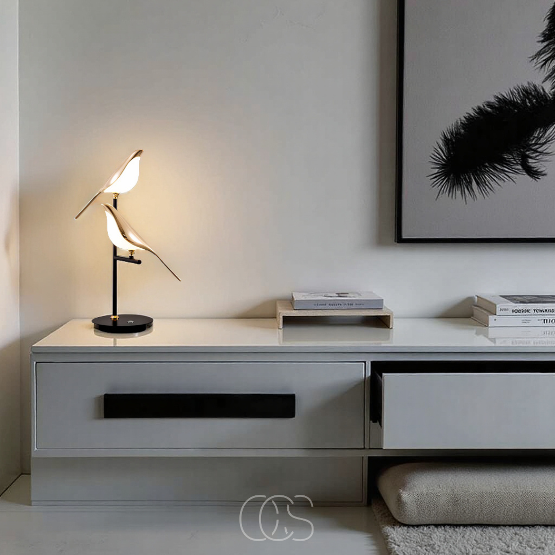 OCS - LED Tafellamp met Gouden Vogel – Warm Sfeervol Licht