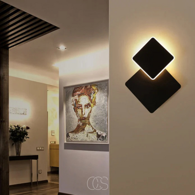 OCS - Zwarte Wandlamp – Dubbel Kubusdesign met Warm Wit LED