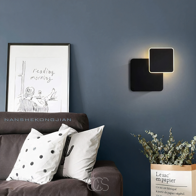 OCS - Zwarte Wandlamp – Dubbel Kubusdesign met Warm Wit LED