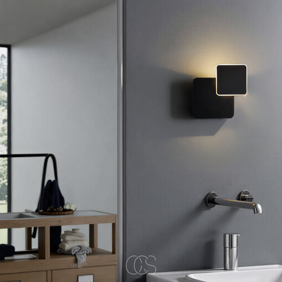 OCS - Zwarte Wandlamp – Dubbel Kubusdesign met Warm Wit LED