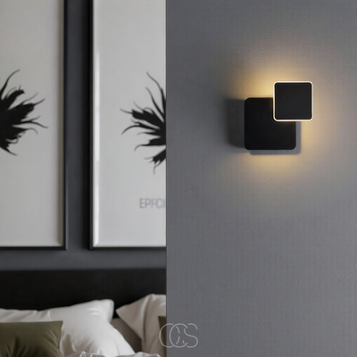 OCS - Zwarte Wandlamp – Dubbel Kubusdesign met Warm Wit LED