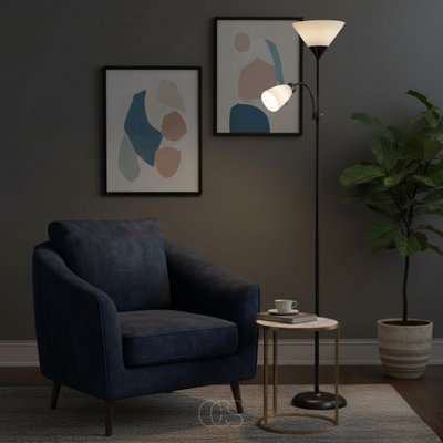 OCS - Vloerlamp met Dubbele Kap – Zwart & Elegant Design