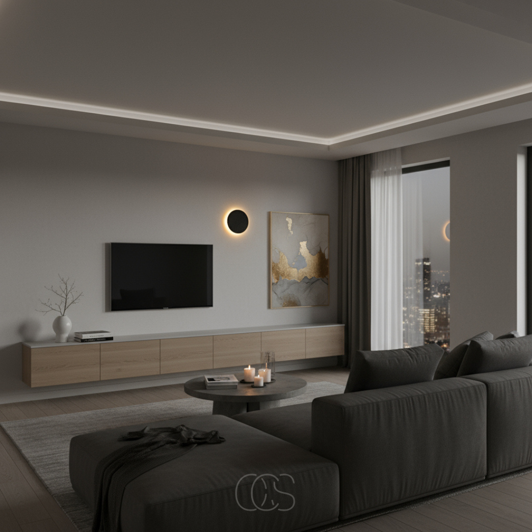 OCS - Ronde Wandlamp - Modern LED Design in Zwart