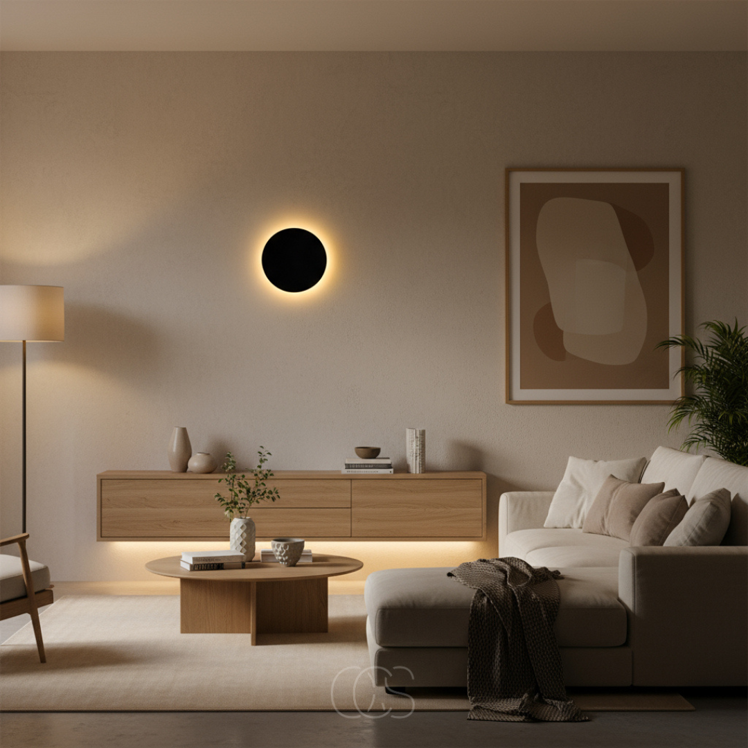 OCS - Ronde Wandlamp - Modern LED Design in Zwart