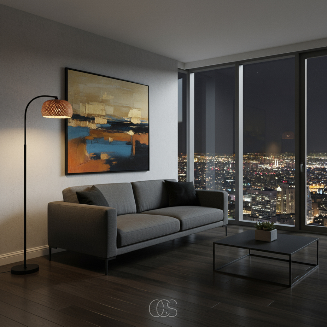 OCS - Boho Vloerlamp met bamboo kap