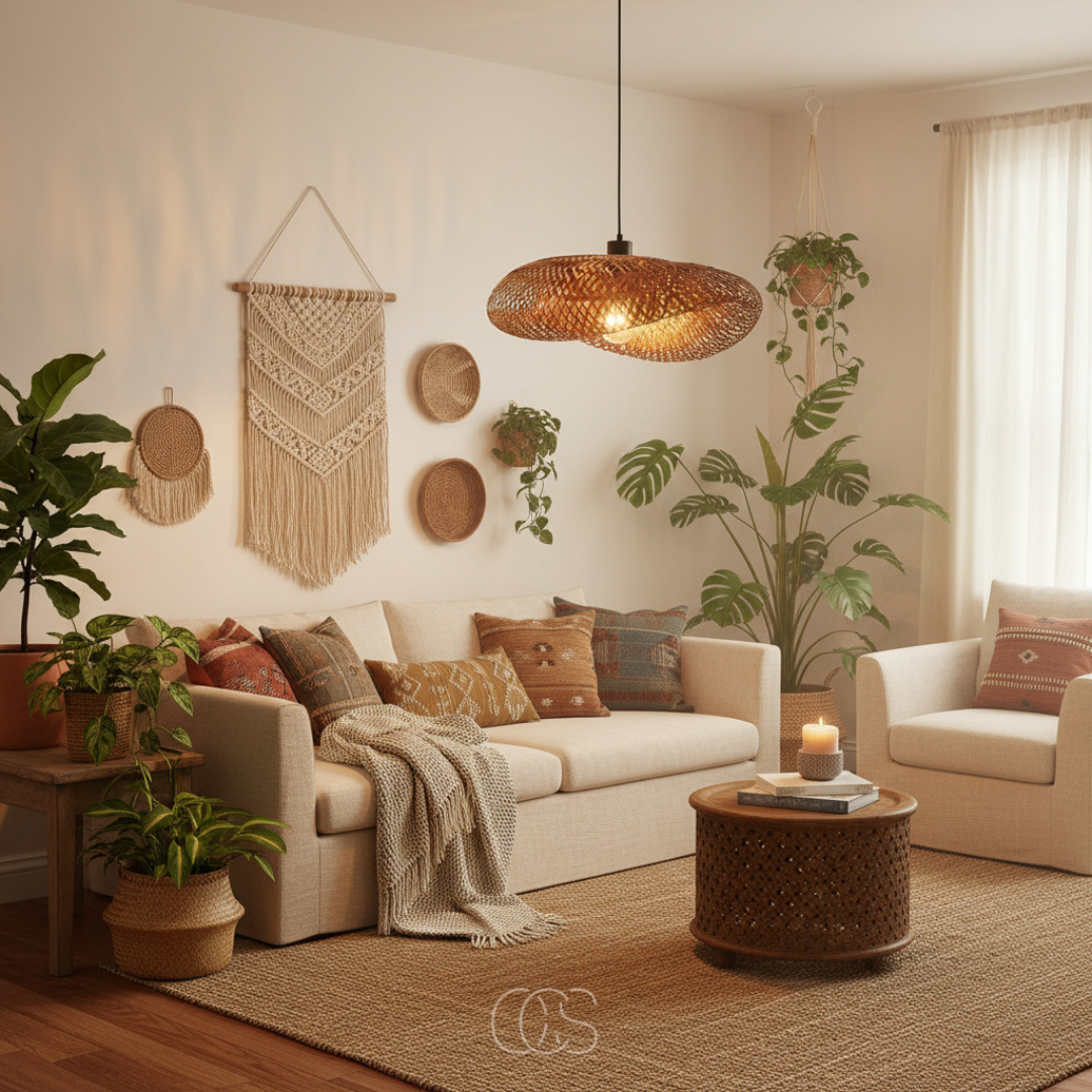 OCS - Boho Gevlochten bamboo hanglamp