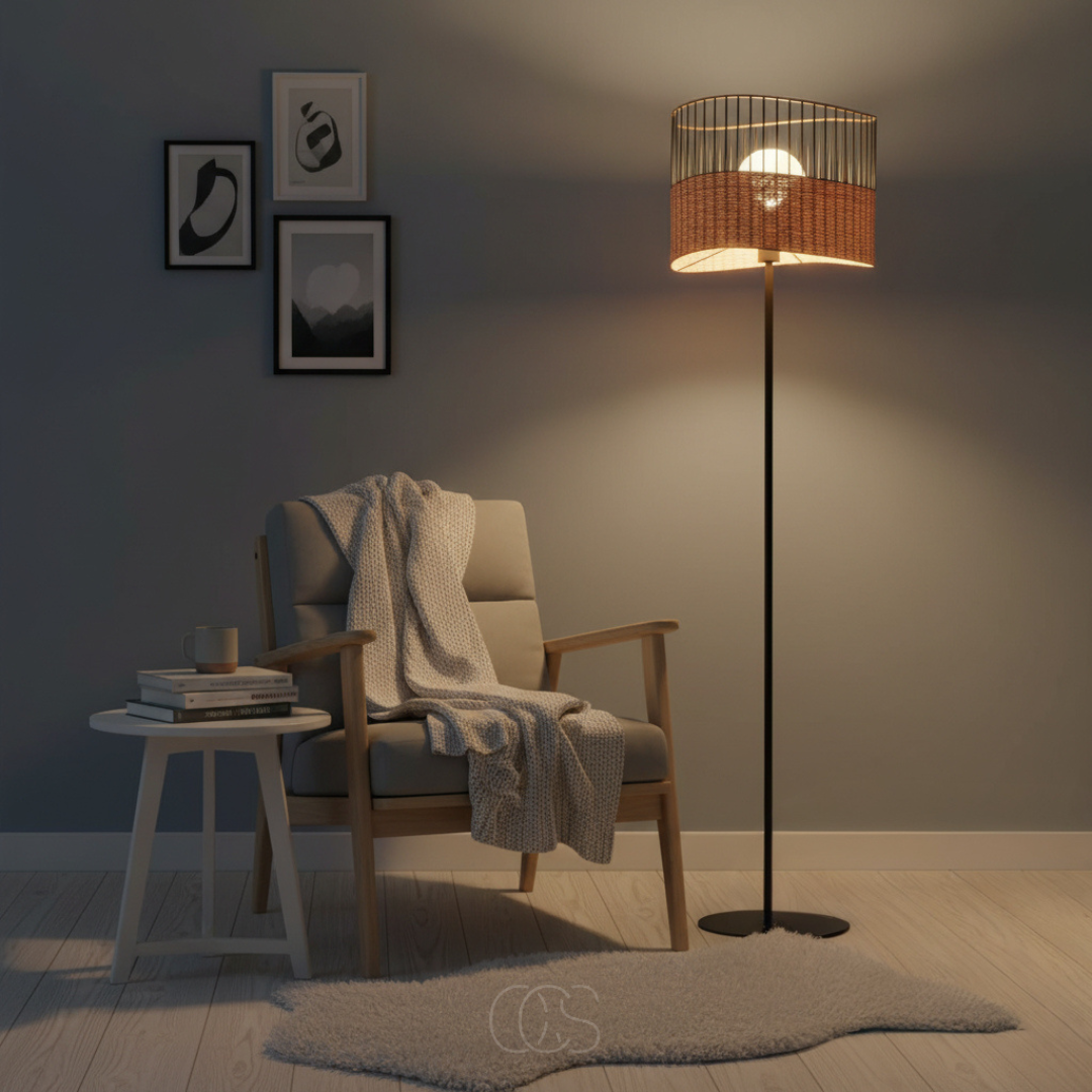 OCS - Rieten Boho vloerlamp