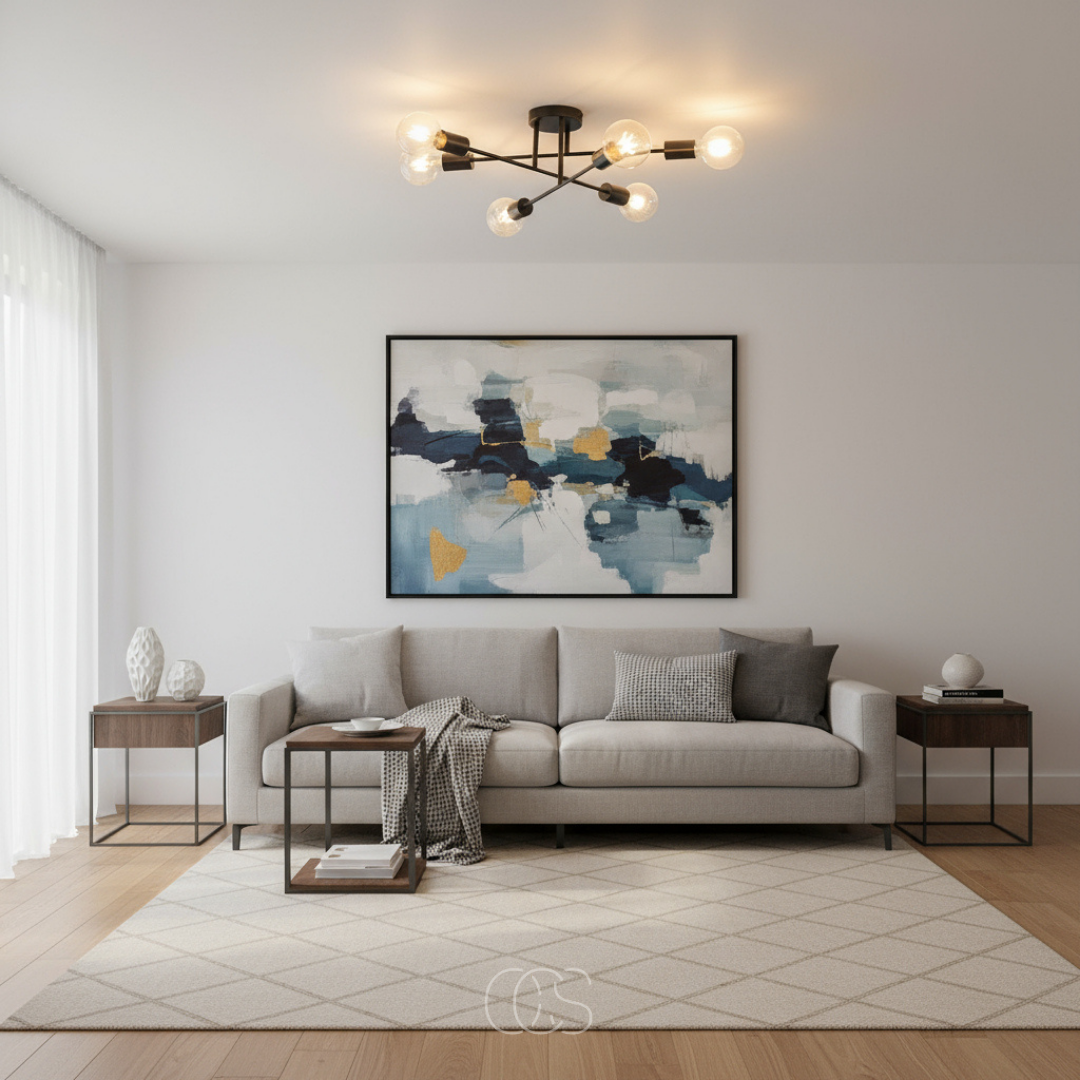 OCS - Industriële plafondlamp zwart 6 lampen