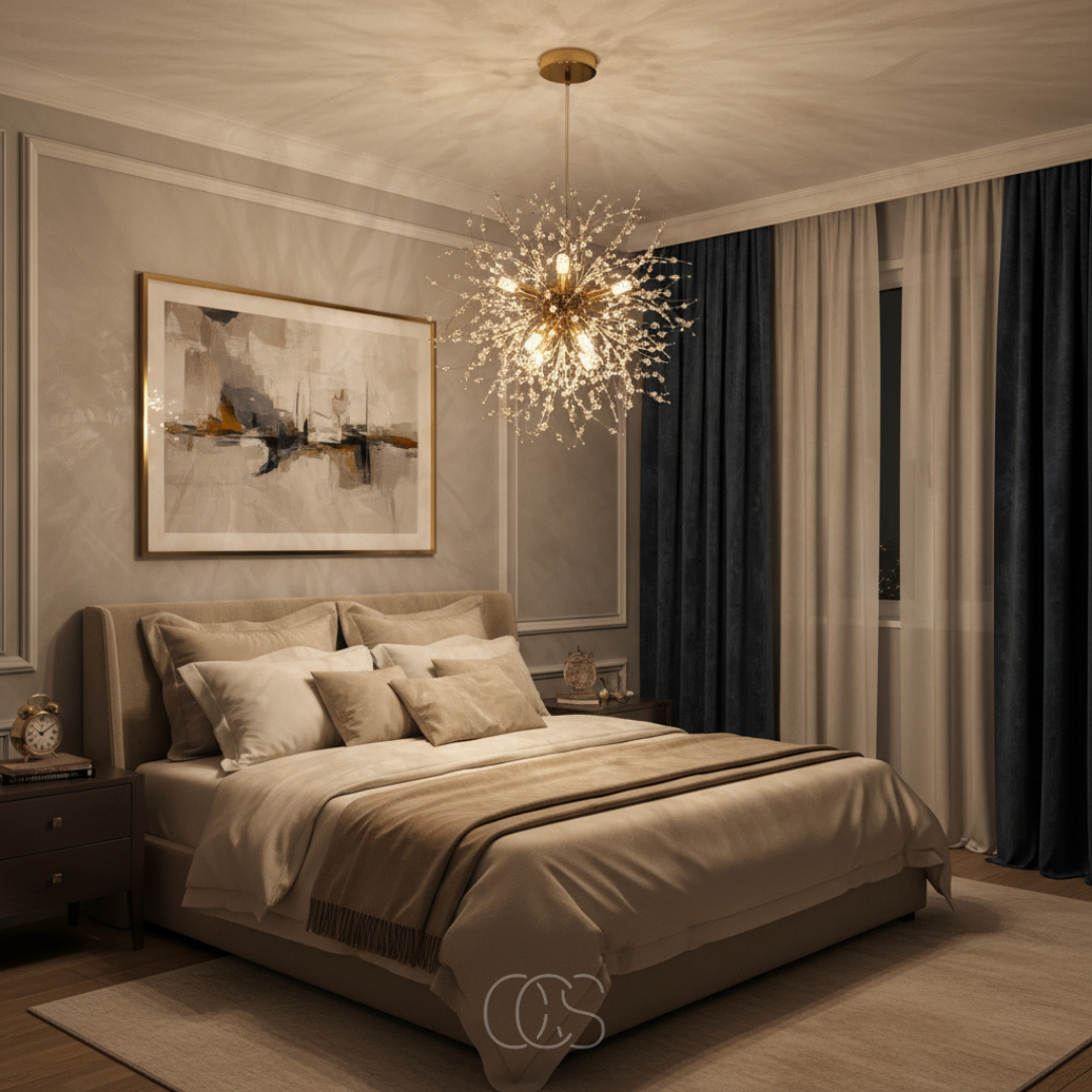 OCS - Torola Luxe Hanglamp van Kristalglas in Goudkleur