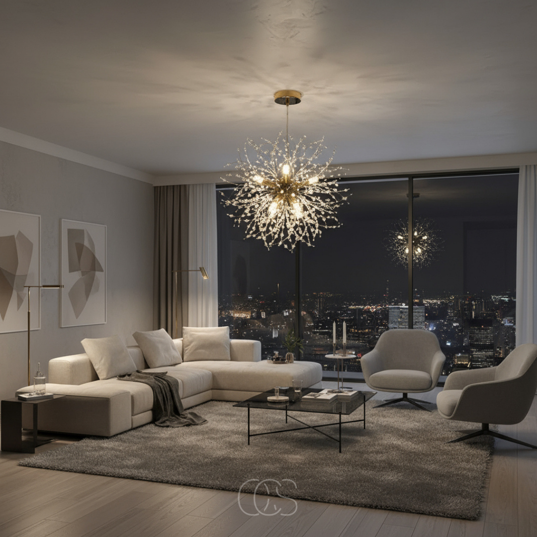 OCS - Torola Luxe Hanglamp van Kristalglas in Goudkleur