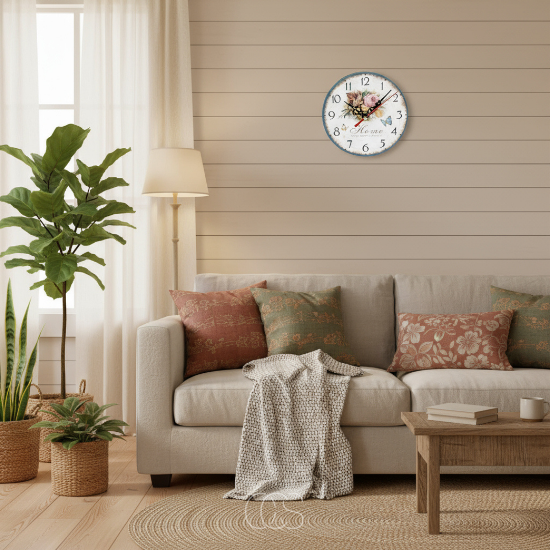 OCS - Naturel Vlinder wandklok