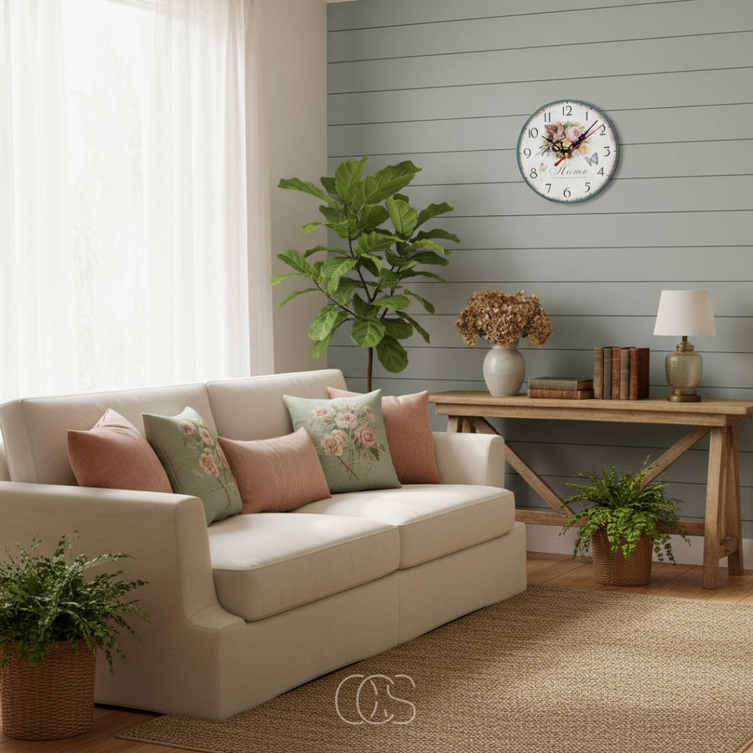 OCS - Naturel Vlinder wandklok