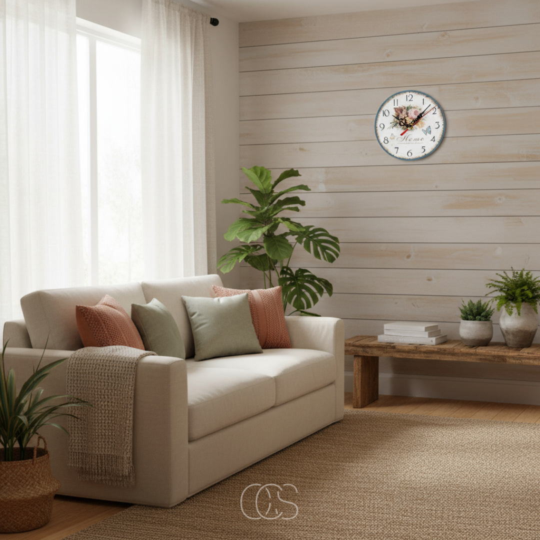 OCS - Naturel Vlinder wandklok