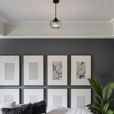OCS - Nordic Hanglamp met Bolvormig Glas – Zwart Design