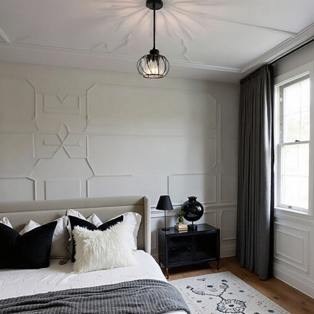 OCS - Nordic Hanglamp met Bolvormig Glas – Zwart Design