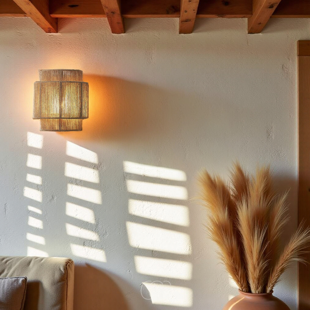 OCS - Rieten Boho Wandlamp