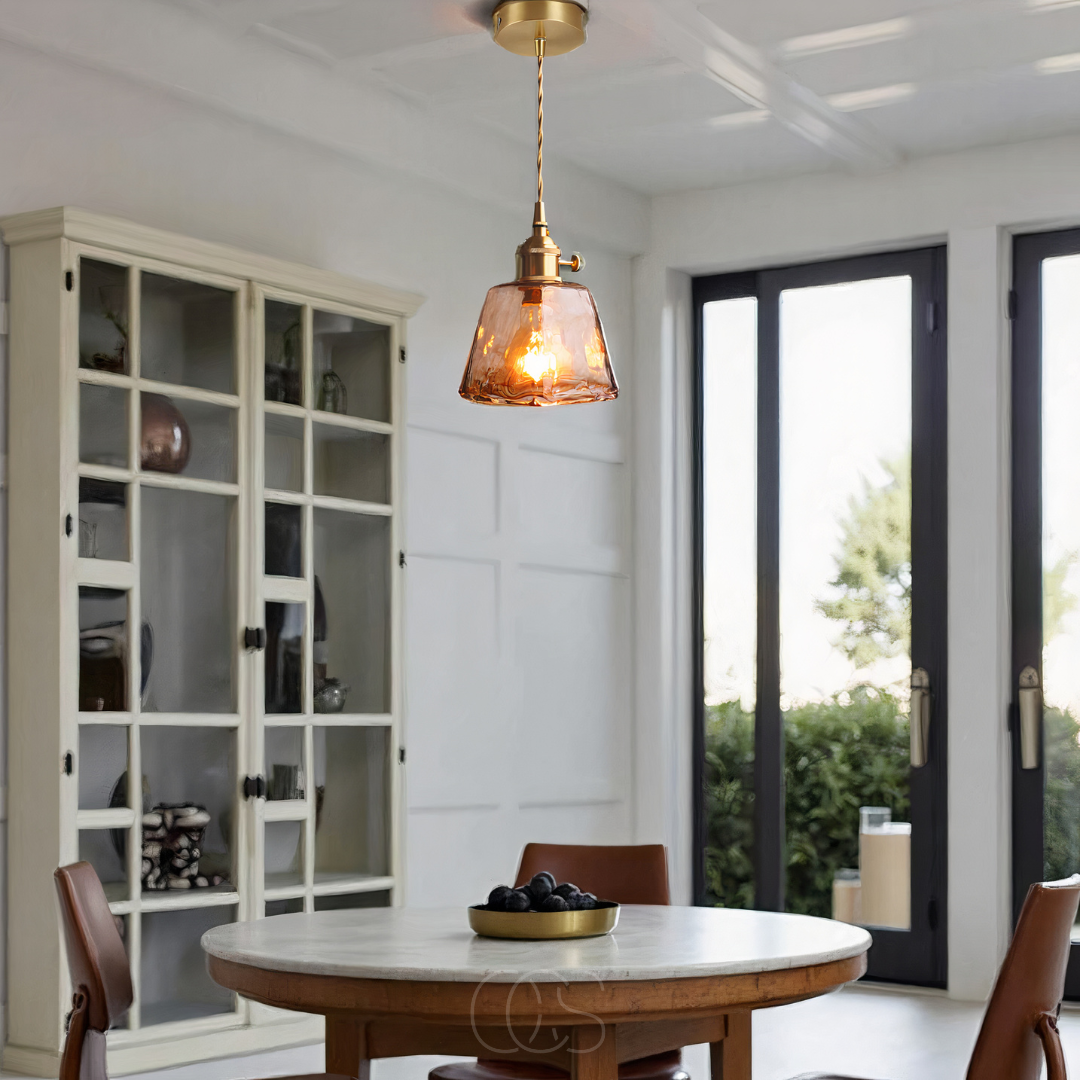 OCS - Amberkleurige Hanglamp van Glas – Warm Licht & Stijlvol Design