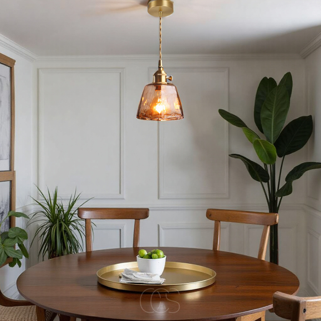 OCS - Amberkleurige Hanglamp van Glas – Warm Licht & Stijlvol Design