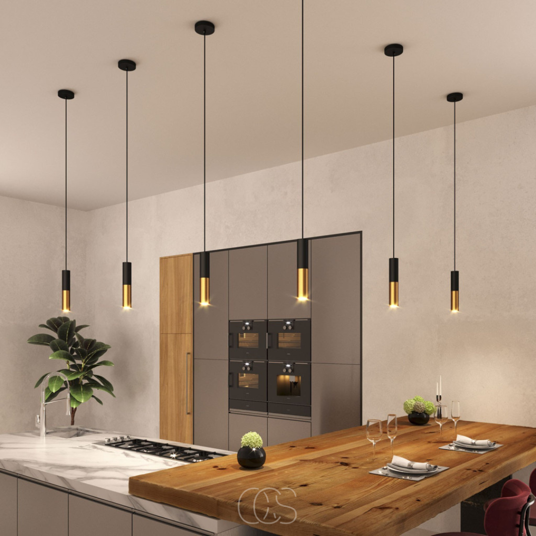 OCS - Cables Hanglamp – Zwart&Goud Metalen Design